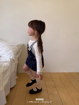 ［BANANAJ］Lace suspender denim one-piece