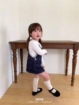 ［BANANAJ］Lace suspender denim one-piece