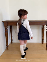 ［BANANAJ］Lace suspender denim one-piece
