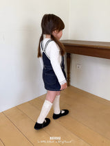 ［BANANAJ］Lace suspender denim one-piece