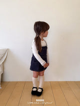［BANANAJ］Lace suspender denim one-piece
