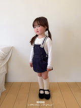 ［BANANAJ］Lace suspender denim one-piece
