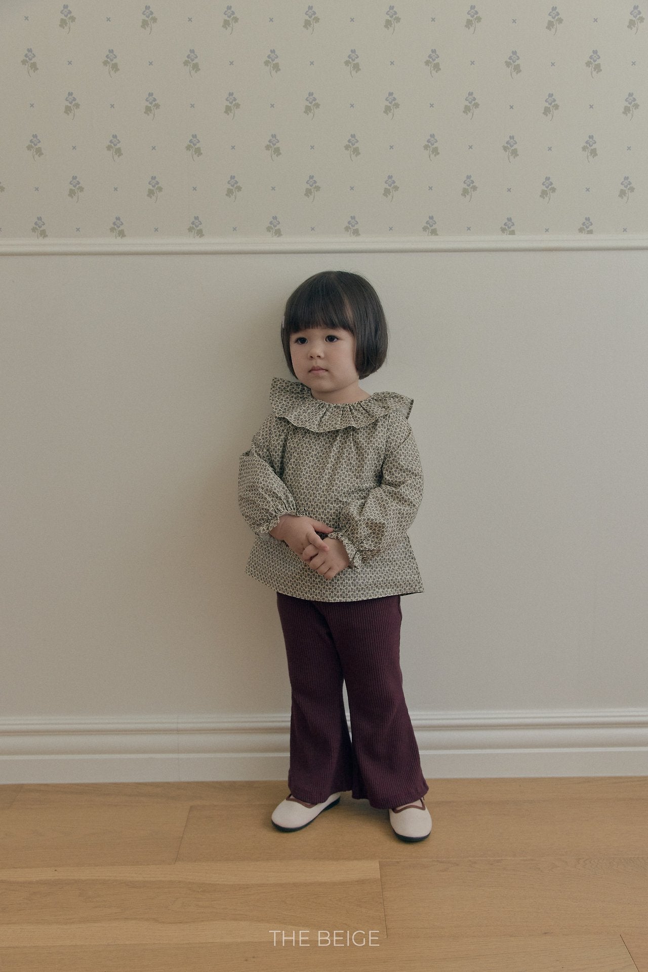 ［The beige］Flower Blouse