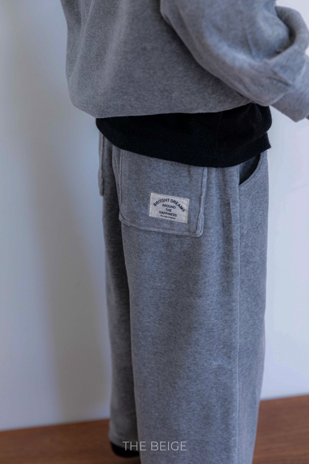 ［The beige］Velvet wide pants