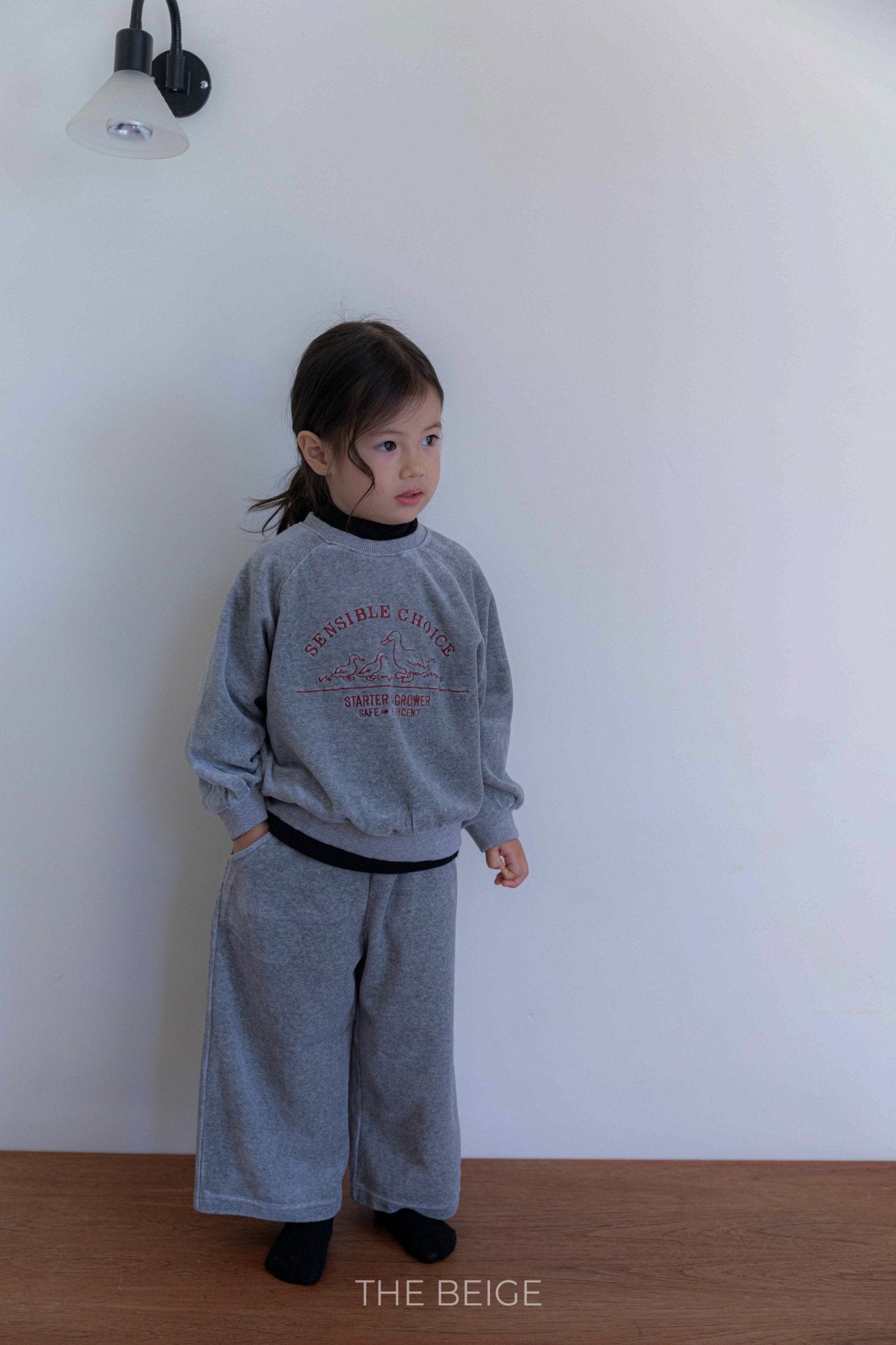 ［The beige］Velvet wide pants