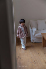 ［The beige］Velvet wide pants