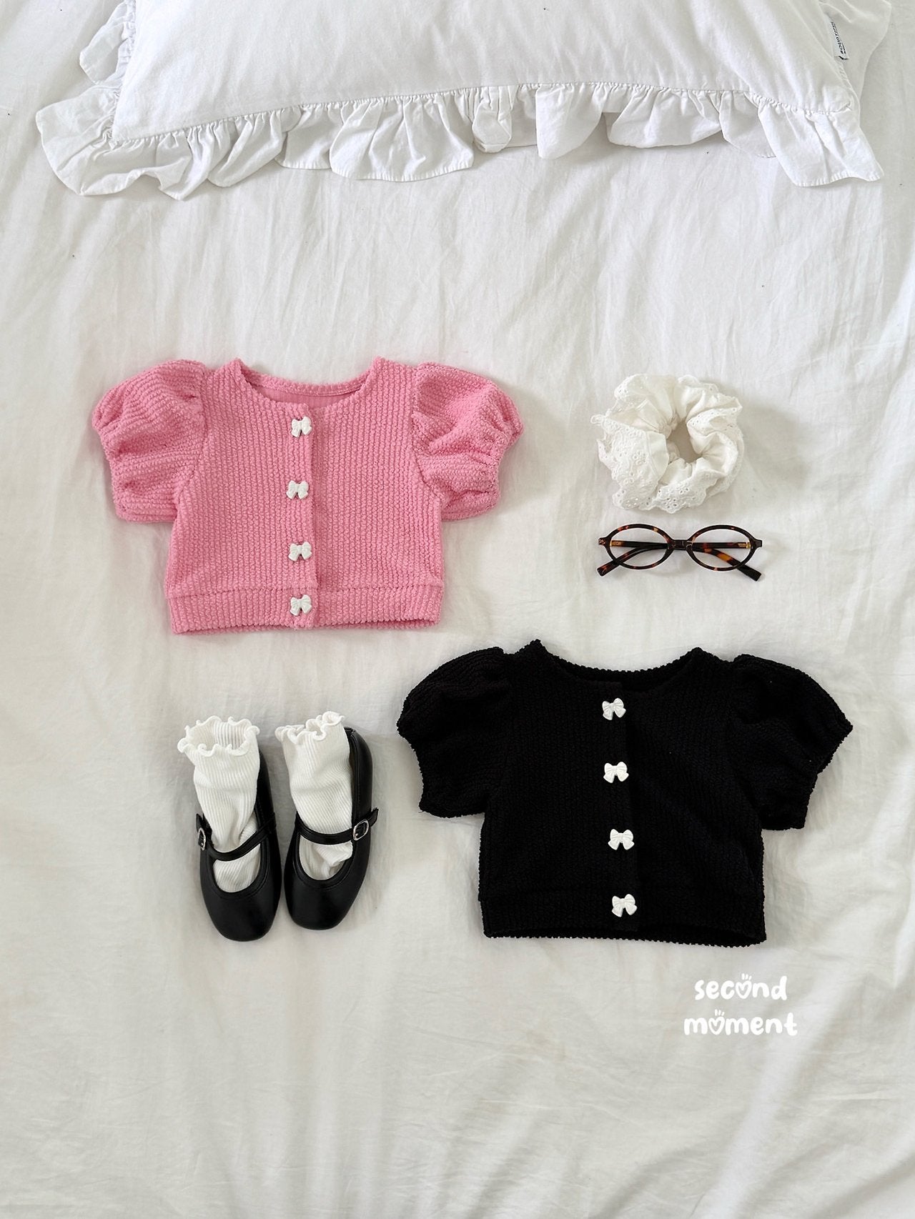 ［second moment］Puff ribbon cardigan