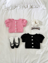 ［second moment］Puff ribbon cardigan
