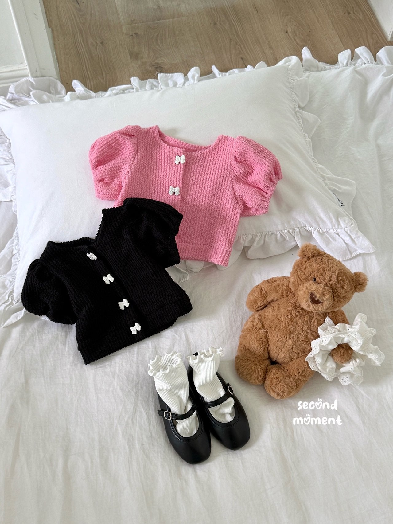 ［second moment］Puff ribbon cardigan
