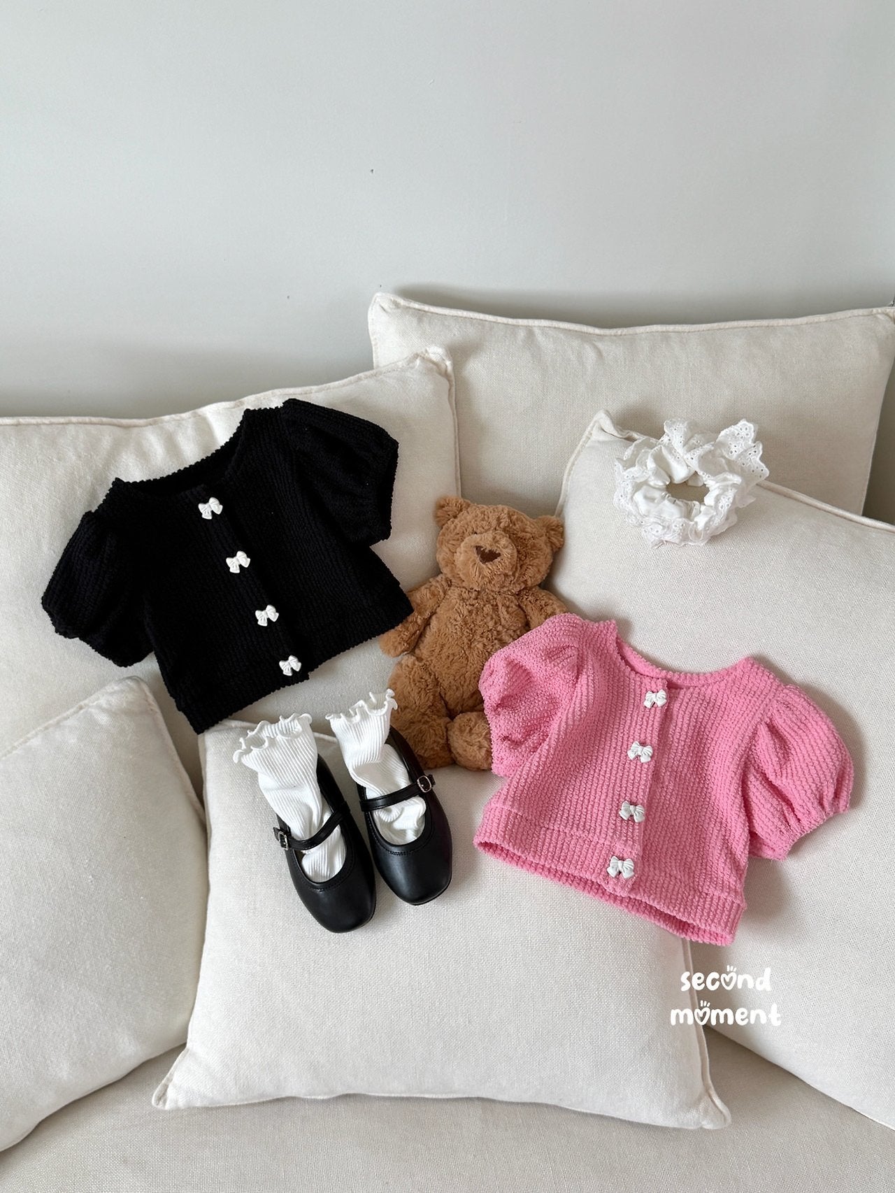 ［second moment］Puff ribbon cardigan