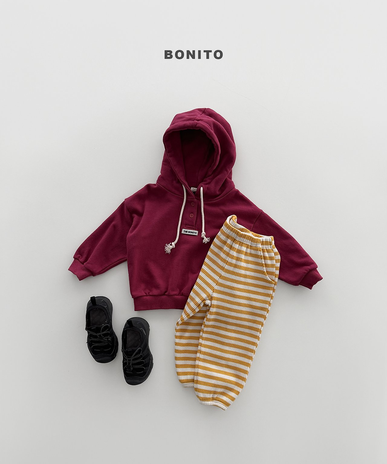 ［Bonito］Waffle stripe jogger pants