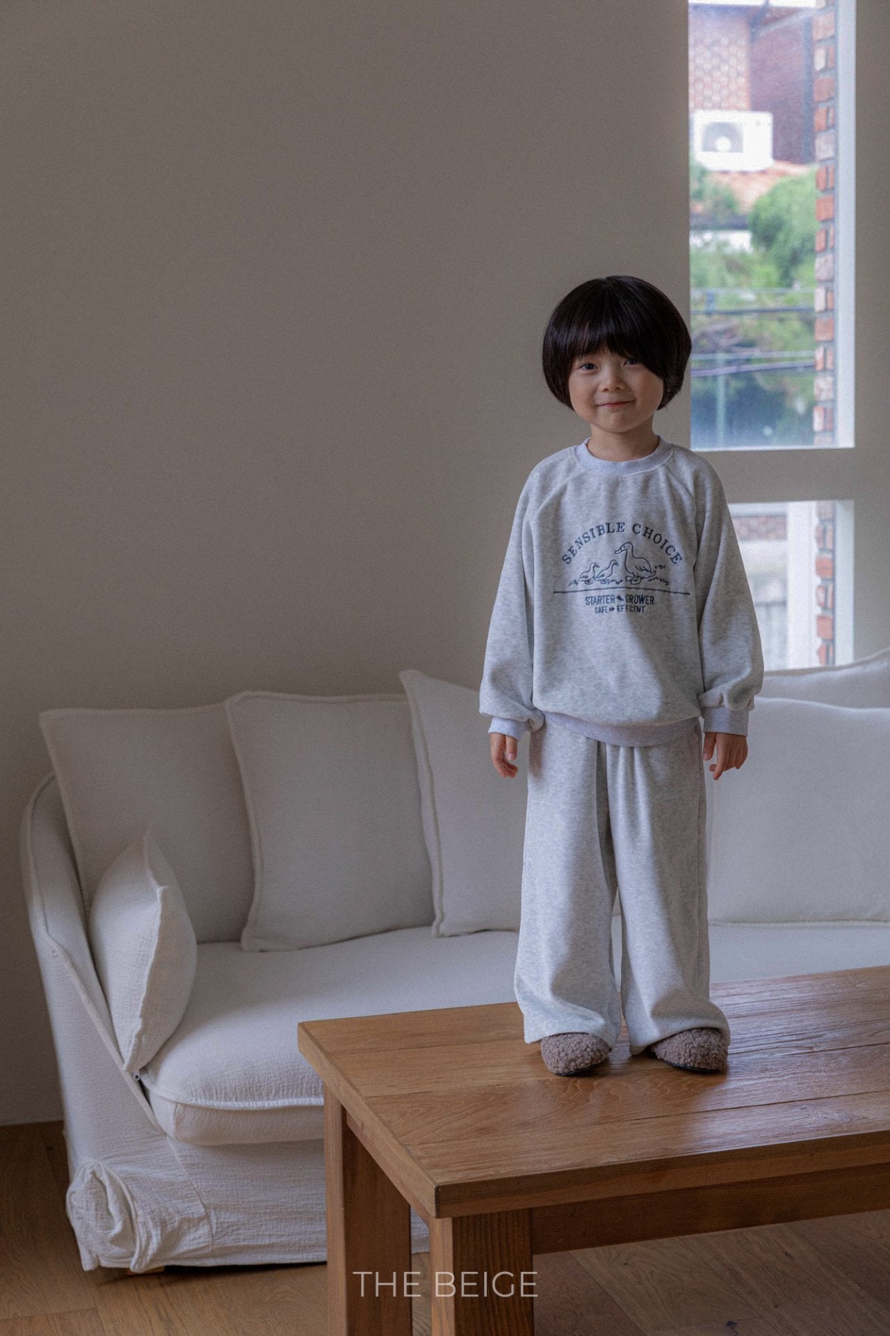 ［The beige］Velvet wide pants