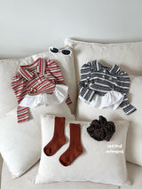 ［second moment］Crunch volume stripe collar tops