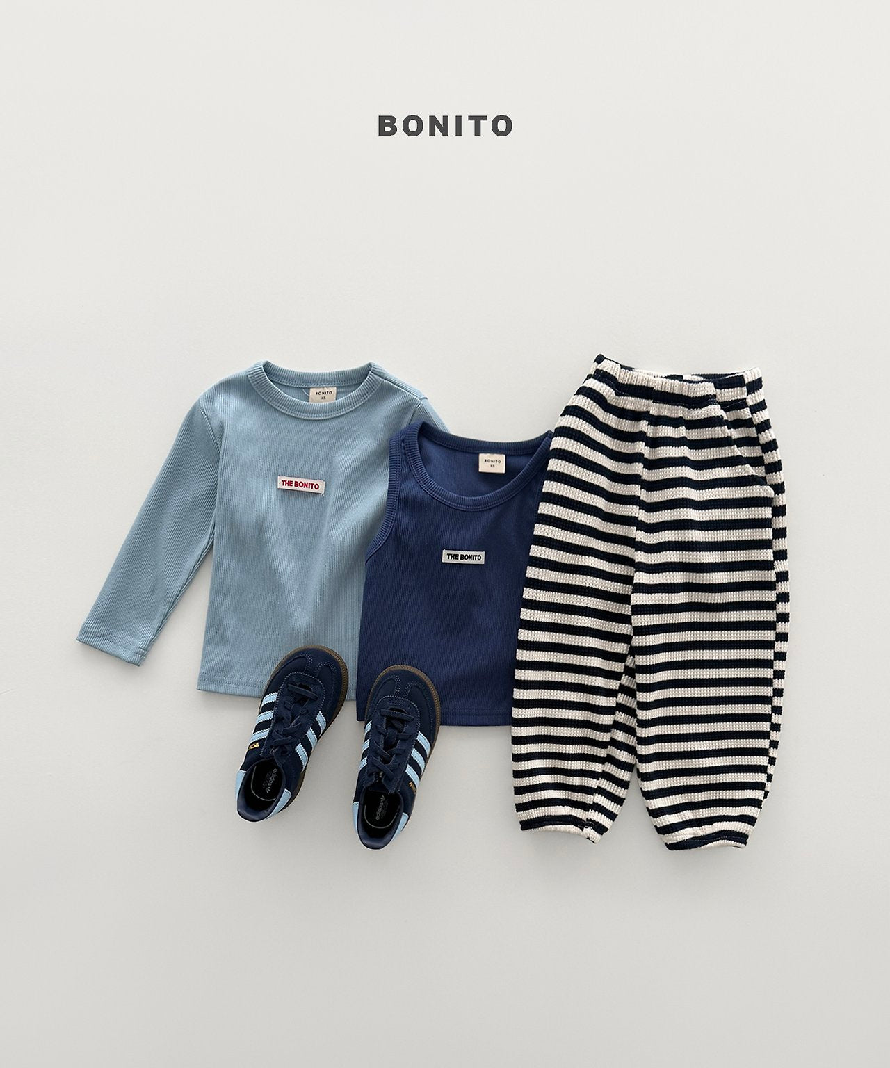 ［Bonito］Waffle stripe jogger pants