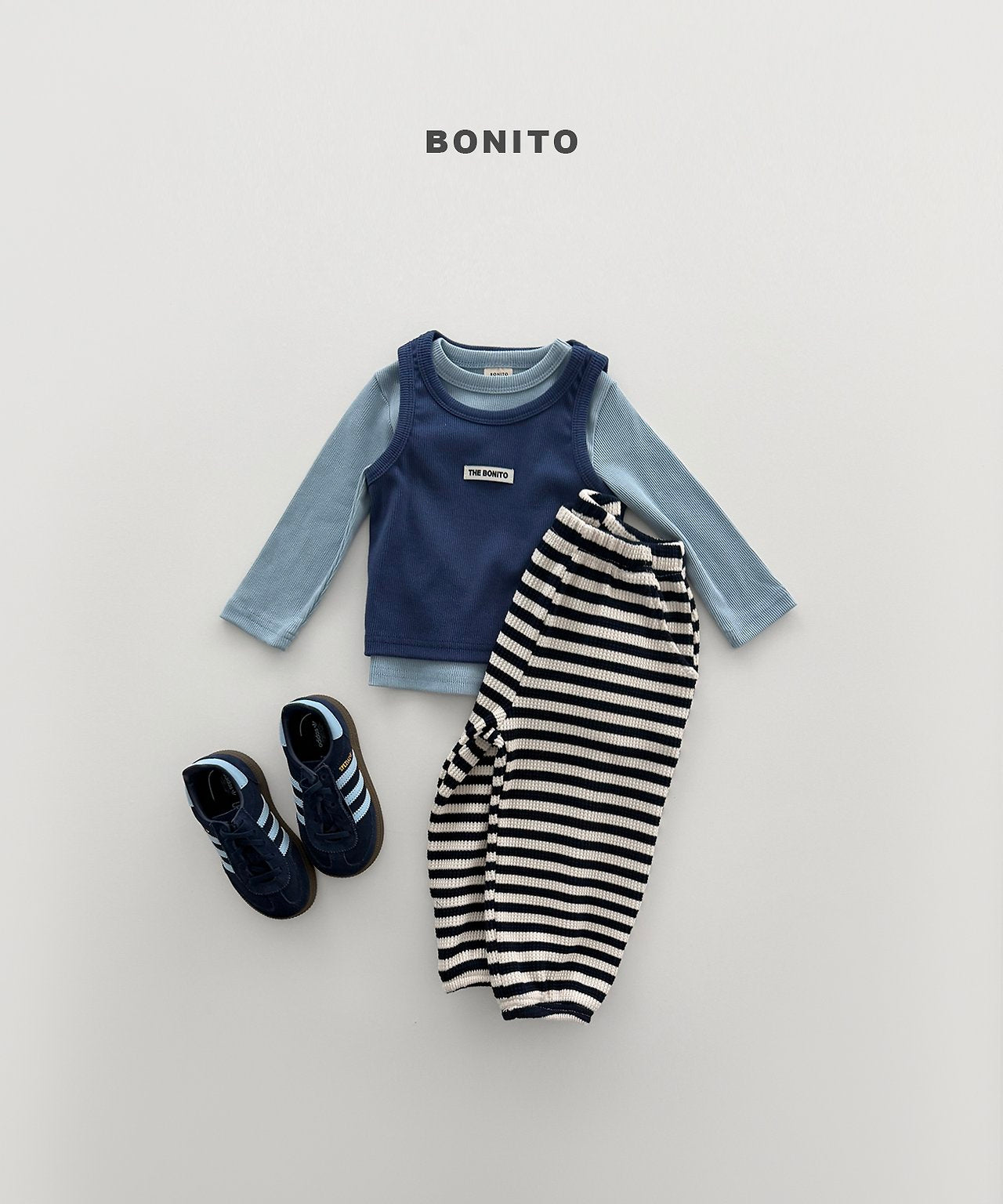 ［Bonito］Waffle stripe jogger pants