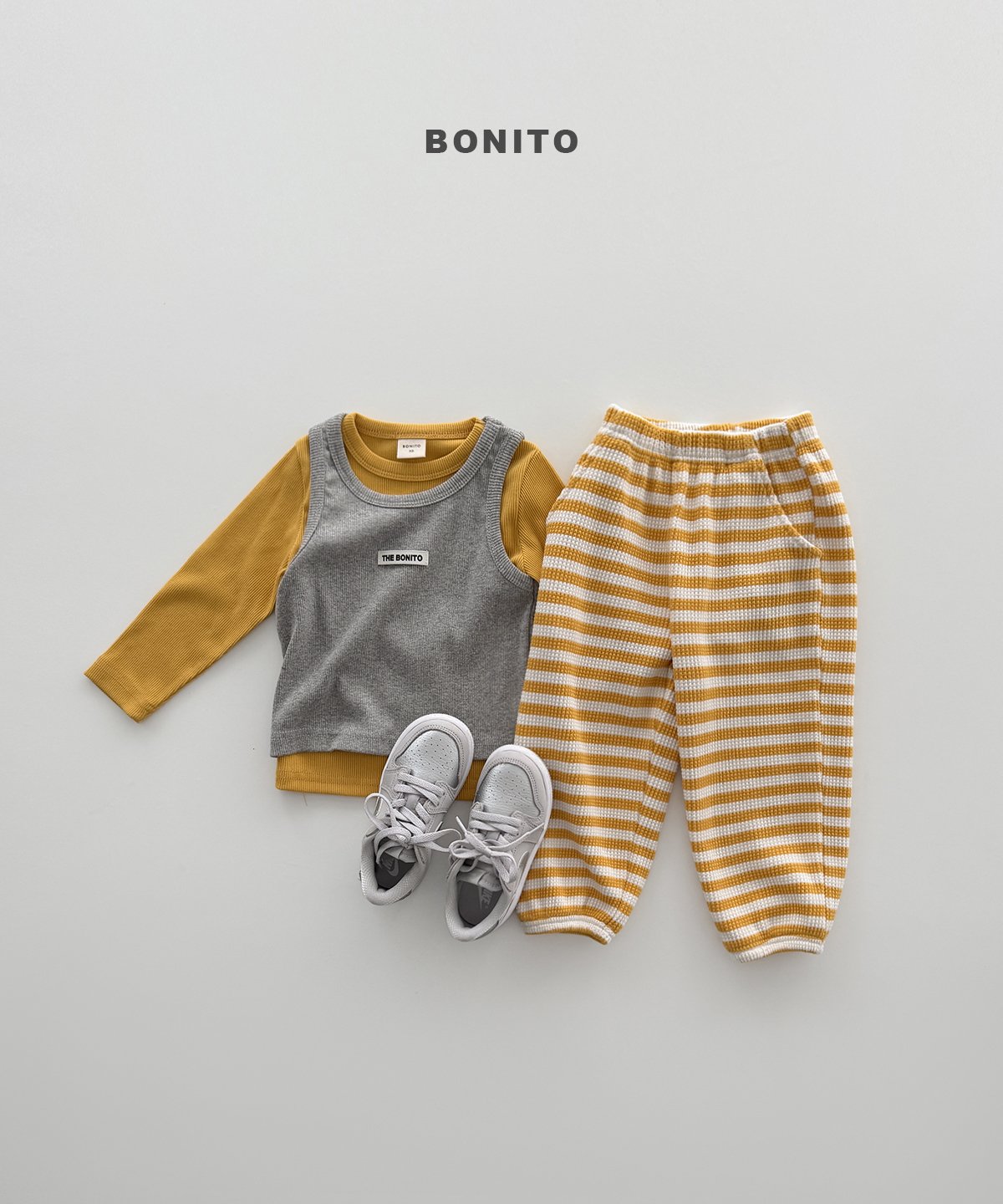 ［Bonito］Waffle stripe jogger pants