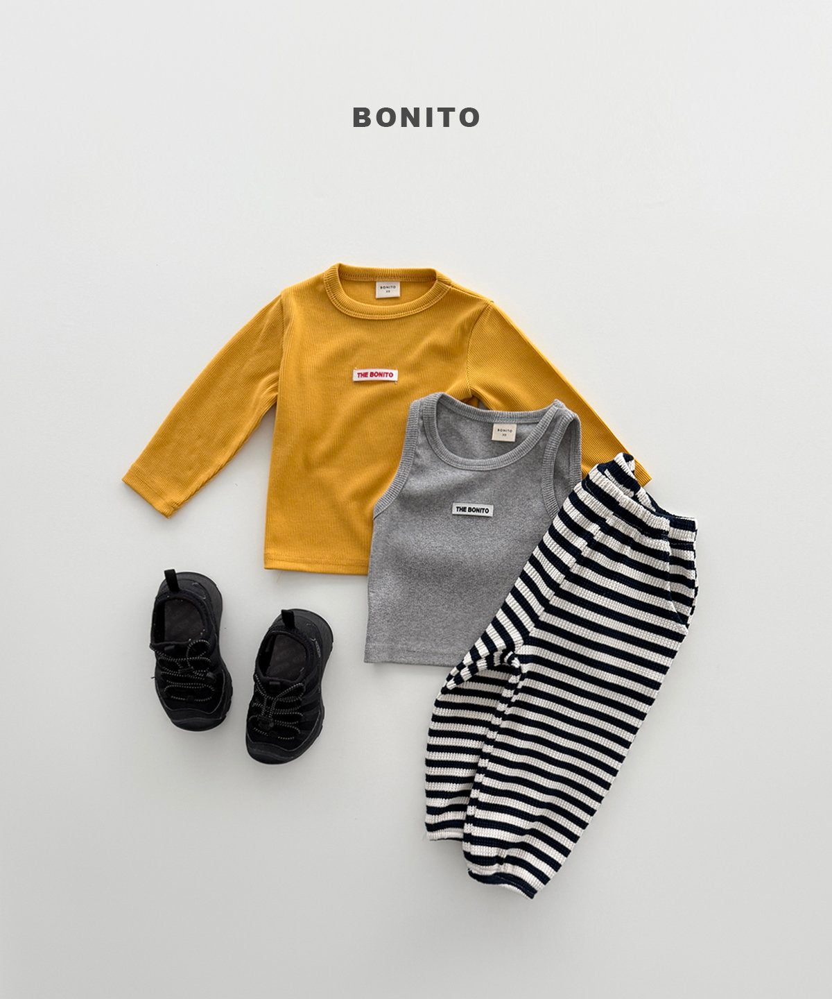 ［Bonito］Waffle stripe jogger pants