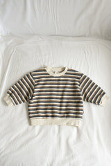 ［The beige］Knit stripe mtm