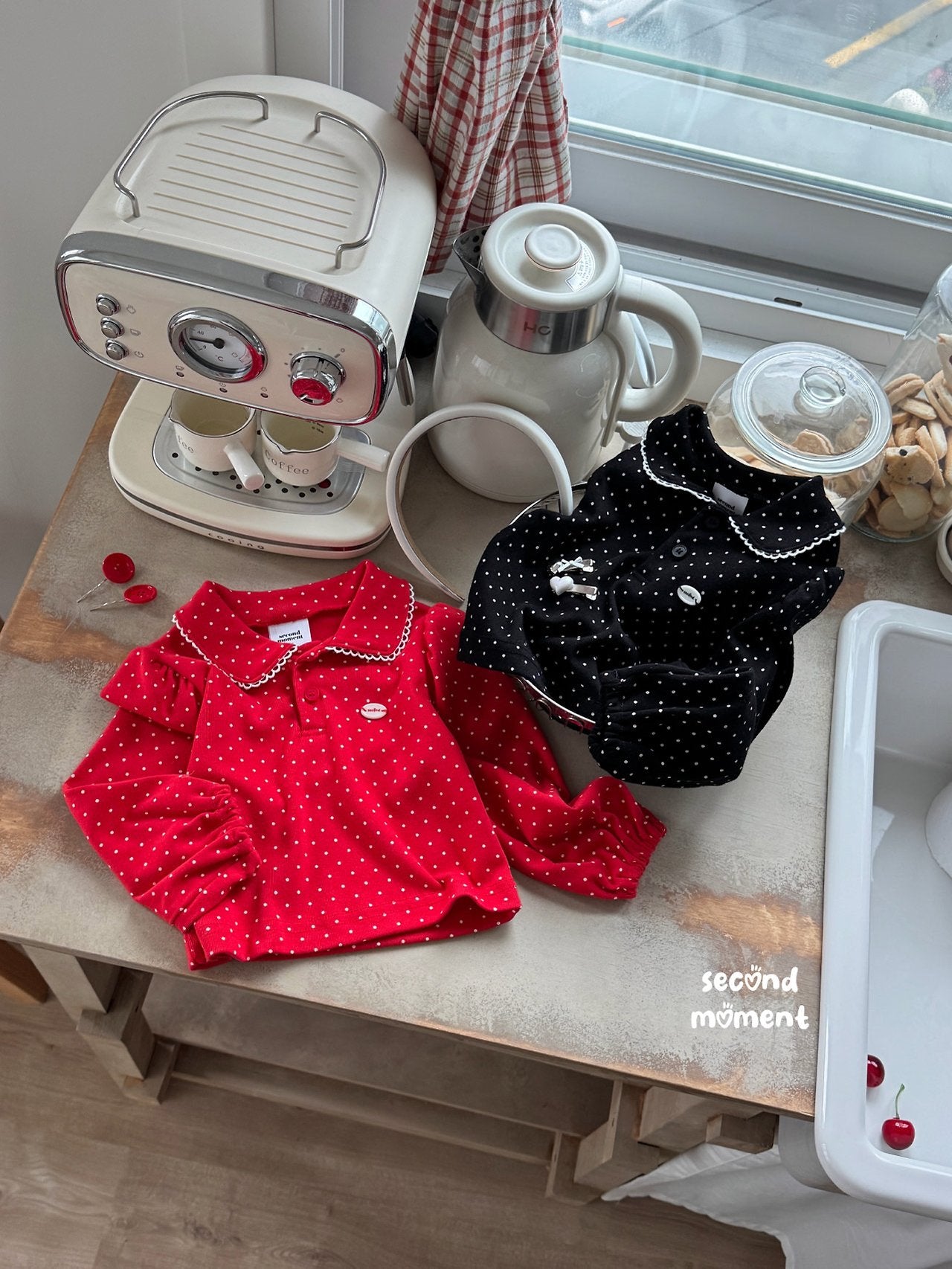 ［second moment］Dot lace collar tops