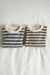 ［The beige］Knit stripe mtm