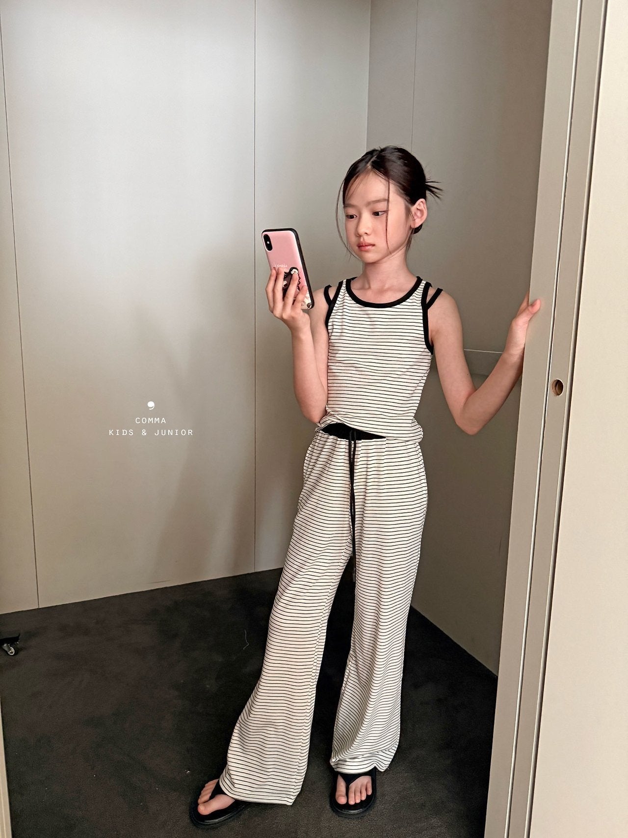 ［comma］Stripe double strap sleeveless tops