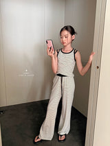 ［comma］Stripe double strap sleeveless tops