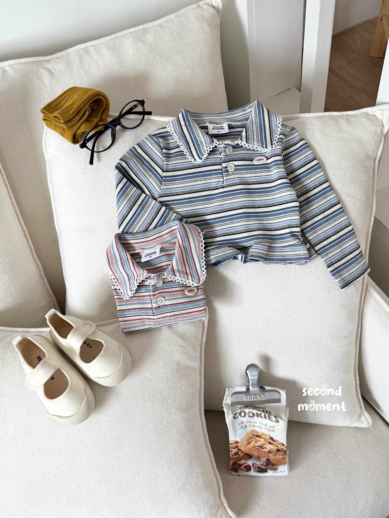 ［second moment］Mychew stripe collar tops
