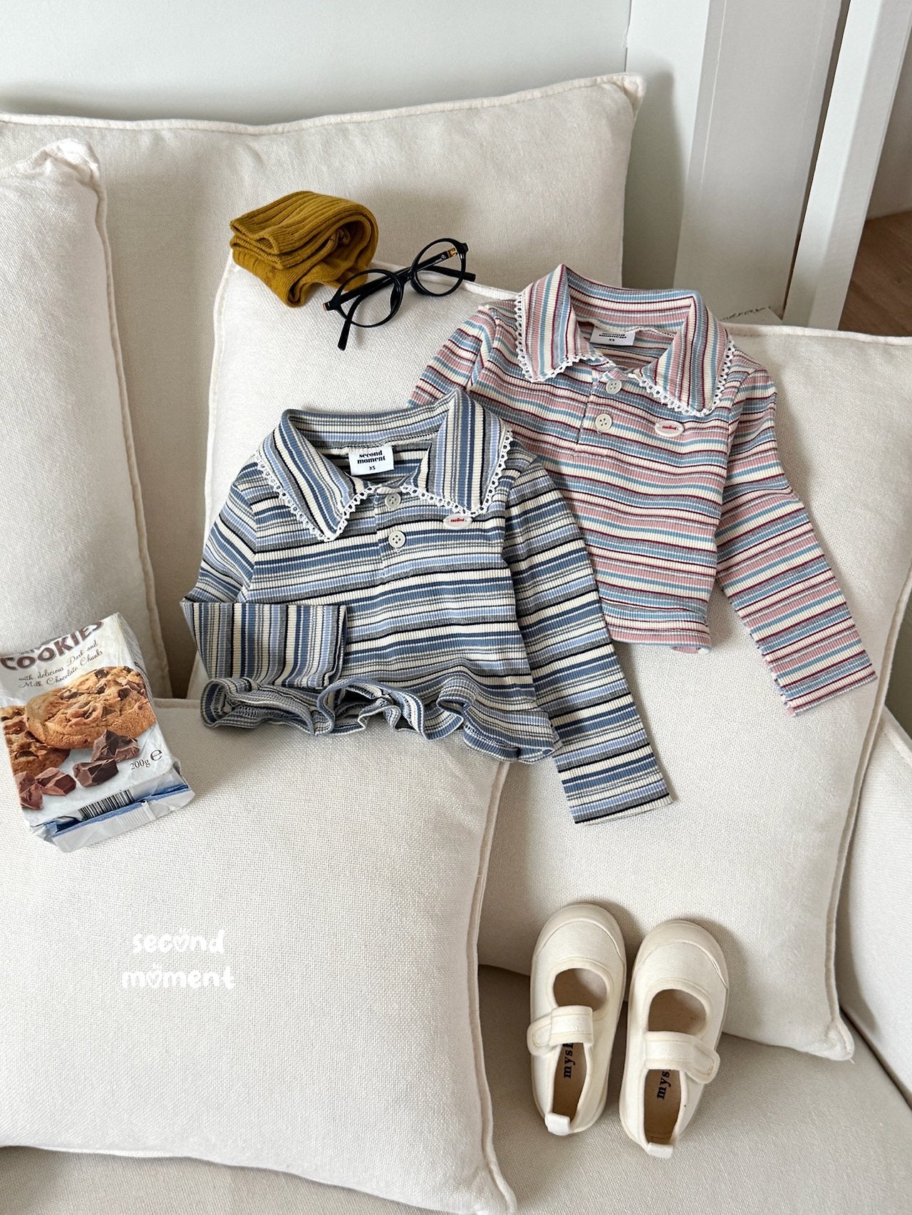 ［second moment］Mychew stripe collar tops