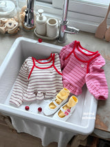 ［second moment］Berry lace stripe tops