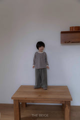 ［The beige］Knit stripe mtm