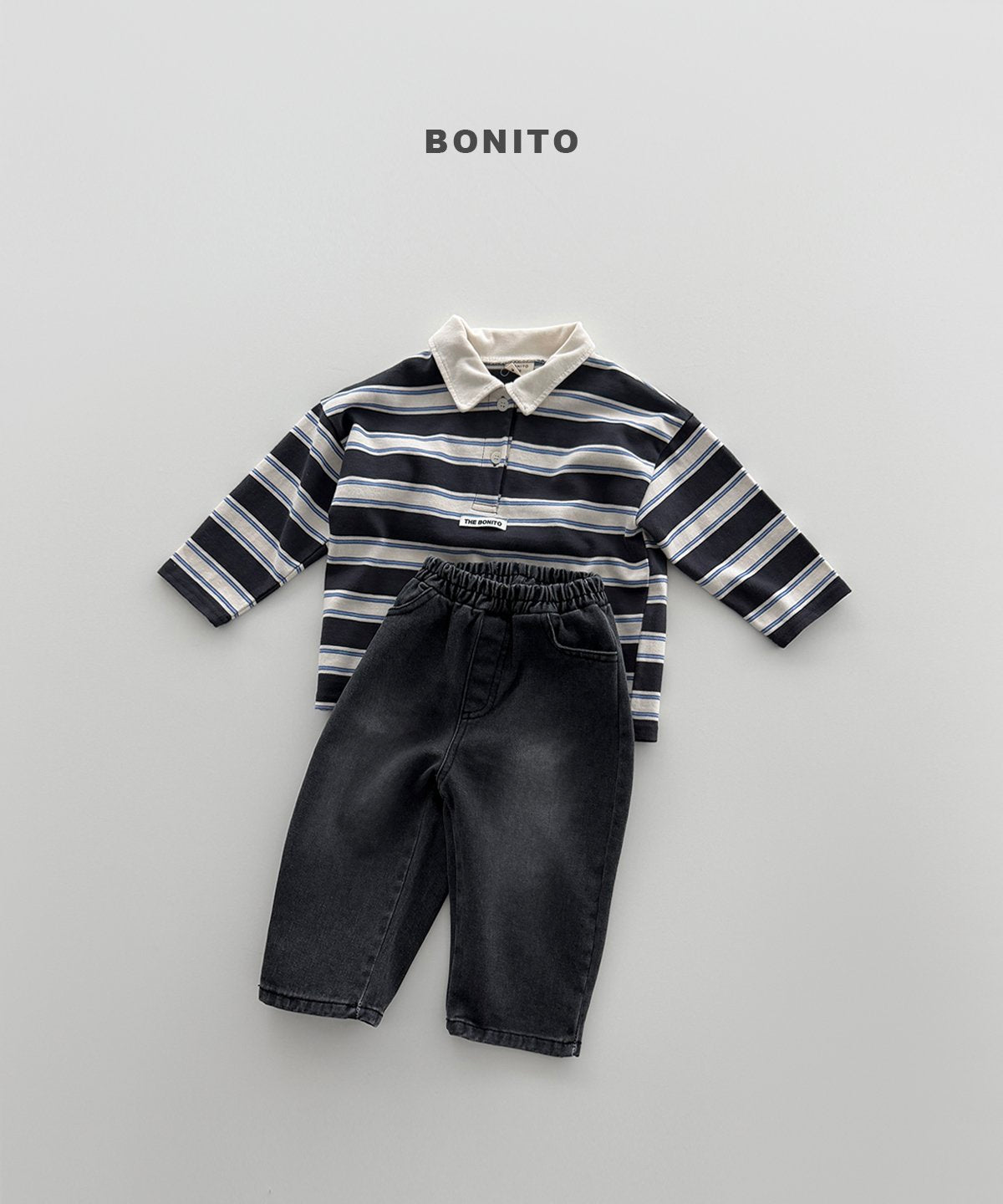 ［Bonito］Stripe collar tee