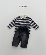 ［Bonito］Stripe collar tee