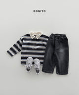 ［Bonito］Stripe collar tee