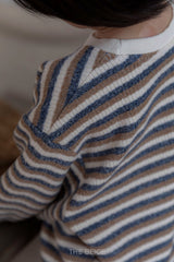 ［The beige］Knit stripe mtm