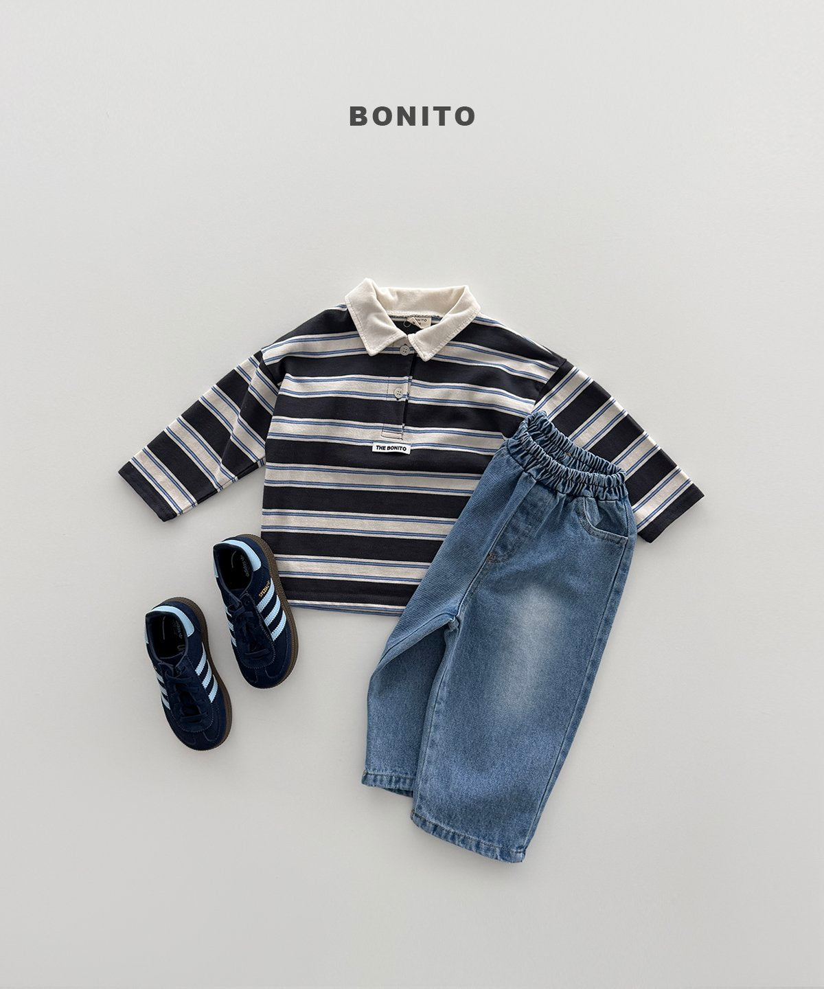 ［Bonito］Stripe collar tee
