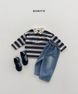 ［Bonito］Stripe collar tee