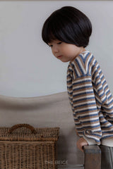 ［The beige］Knit stripe mtm