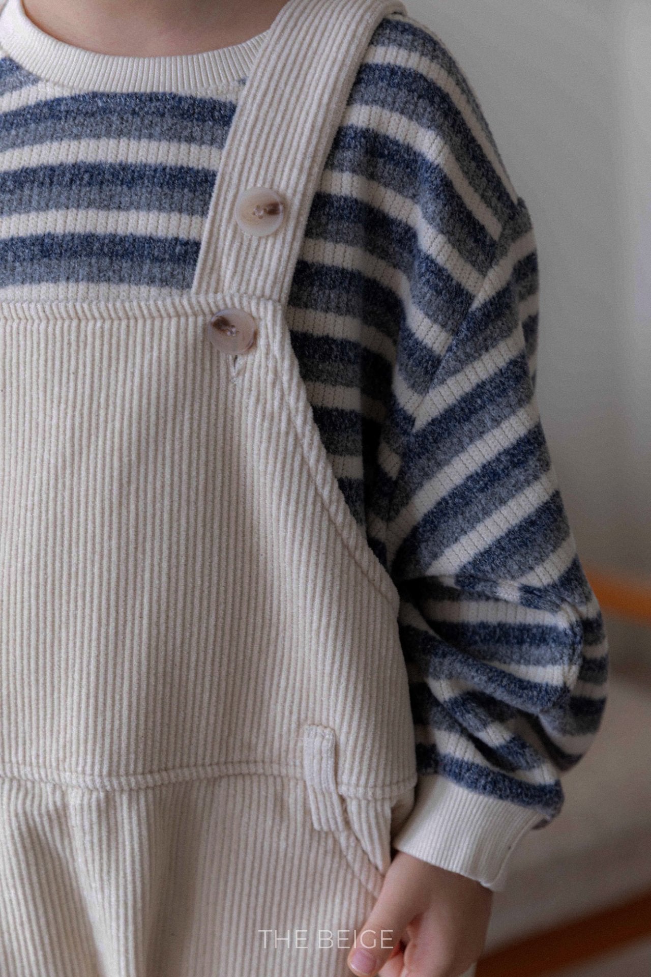 ［The beige］Knit stripe mtm