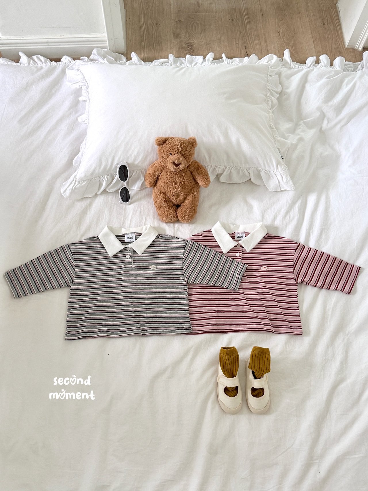 ［second moment］Stripe collar tops