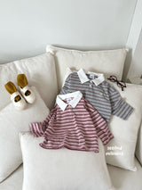 ［second moment］Stripe collar tops