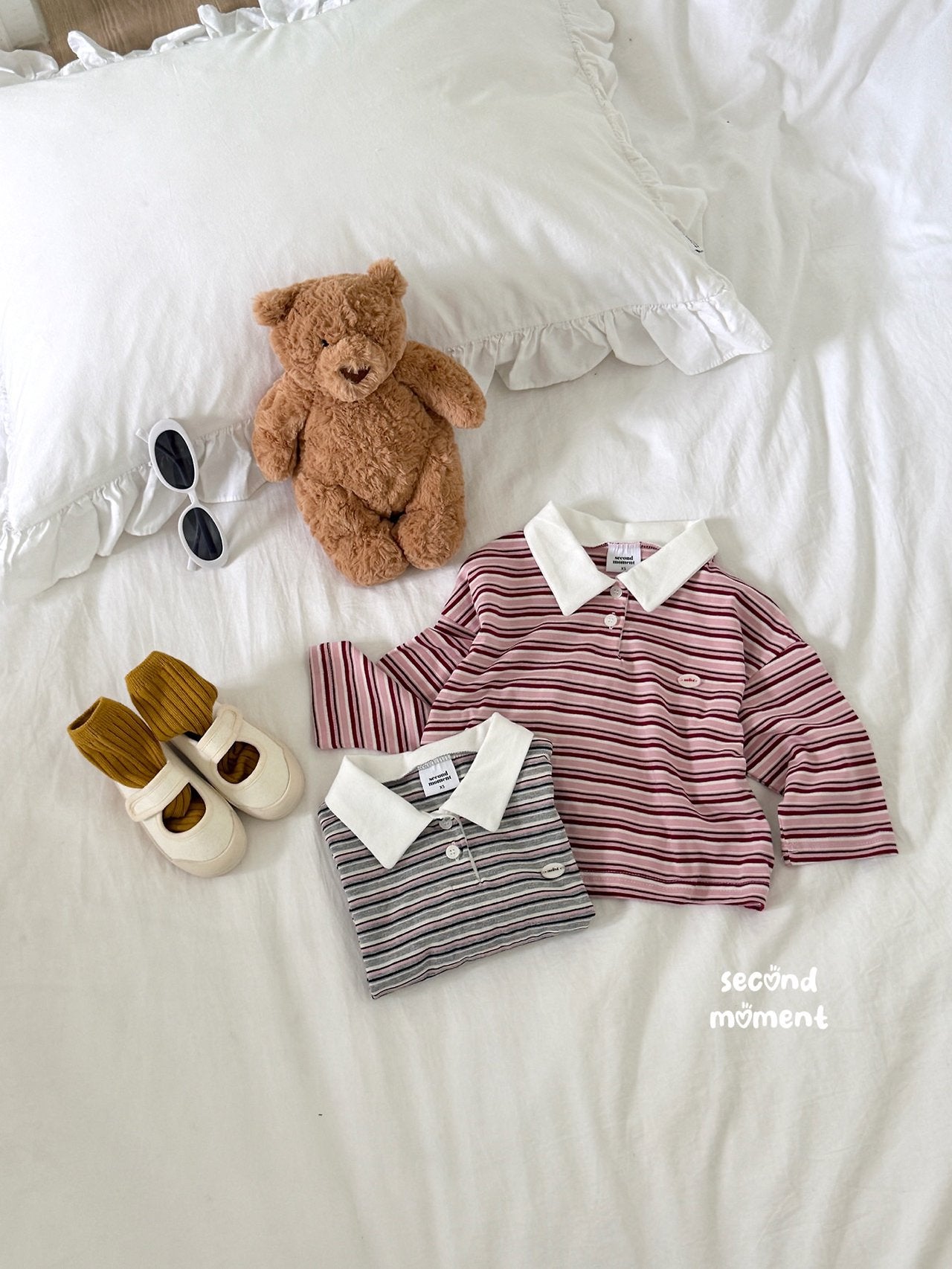 ［second moment］Stripe collar tops