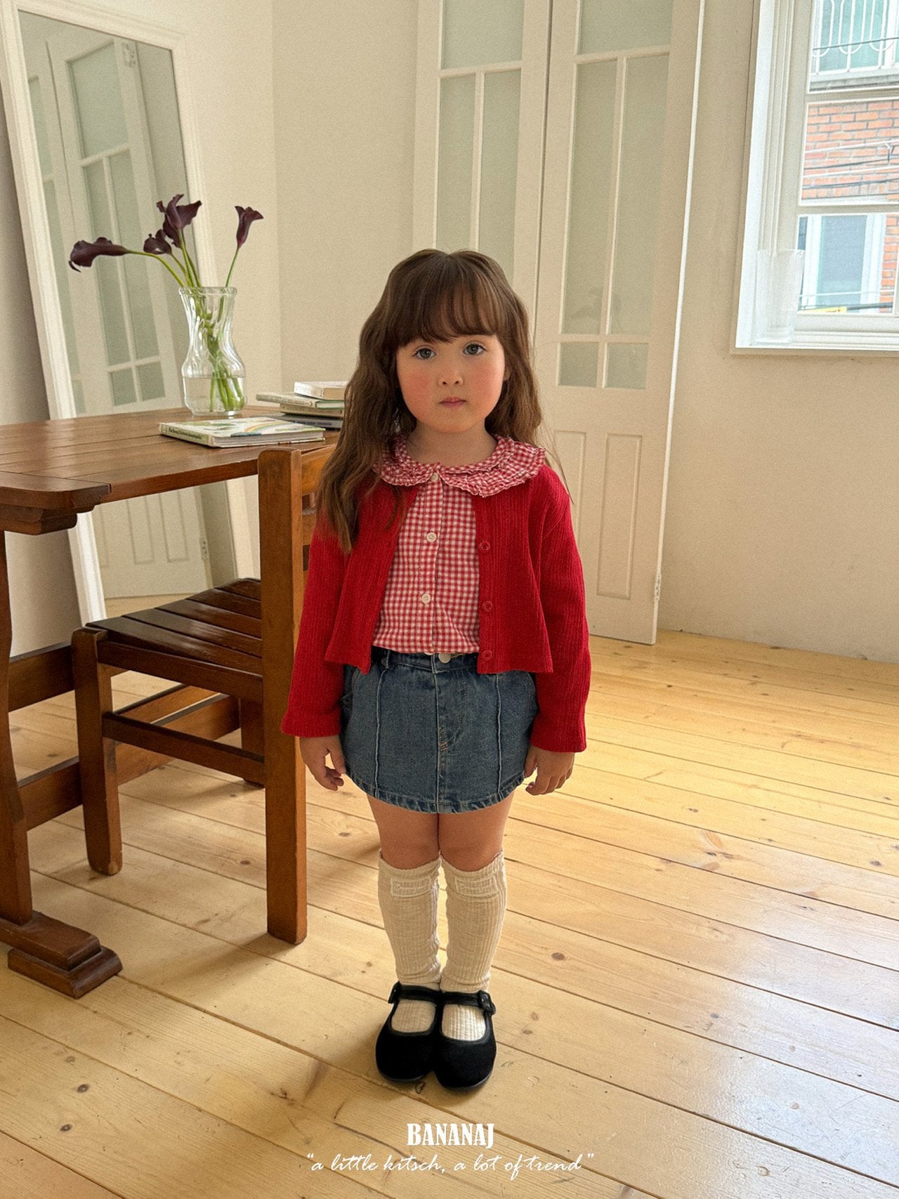 ［BANANAJ］Bell check blouse