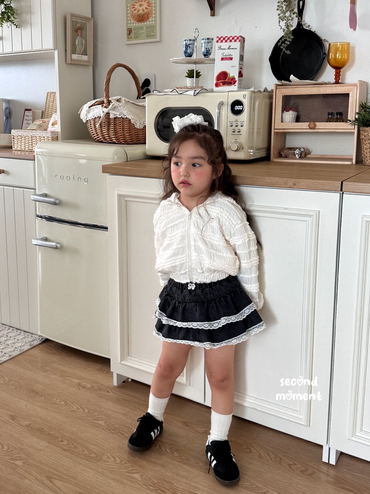 ［second moment］Lace denim cancan skirt