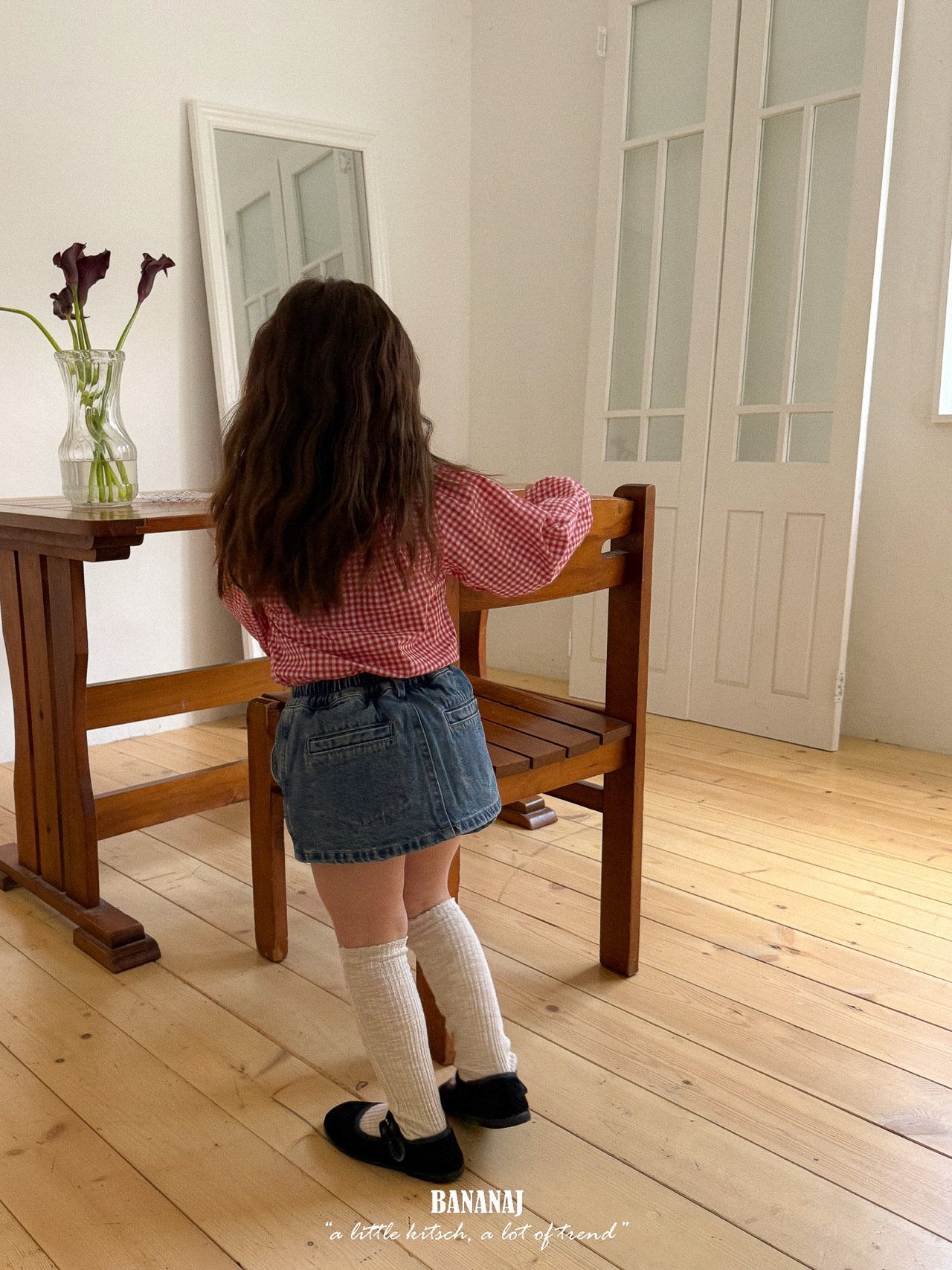 ［BANANAJ］Bell check blouse