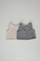 ［The beige］Striped woven sleeveless tops