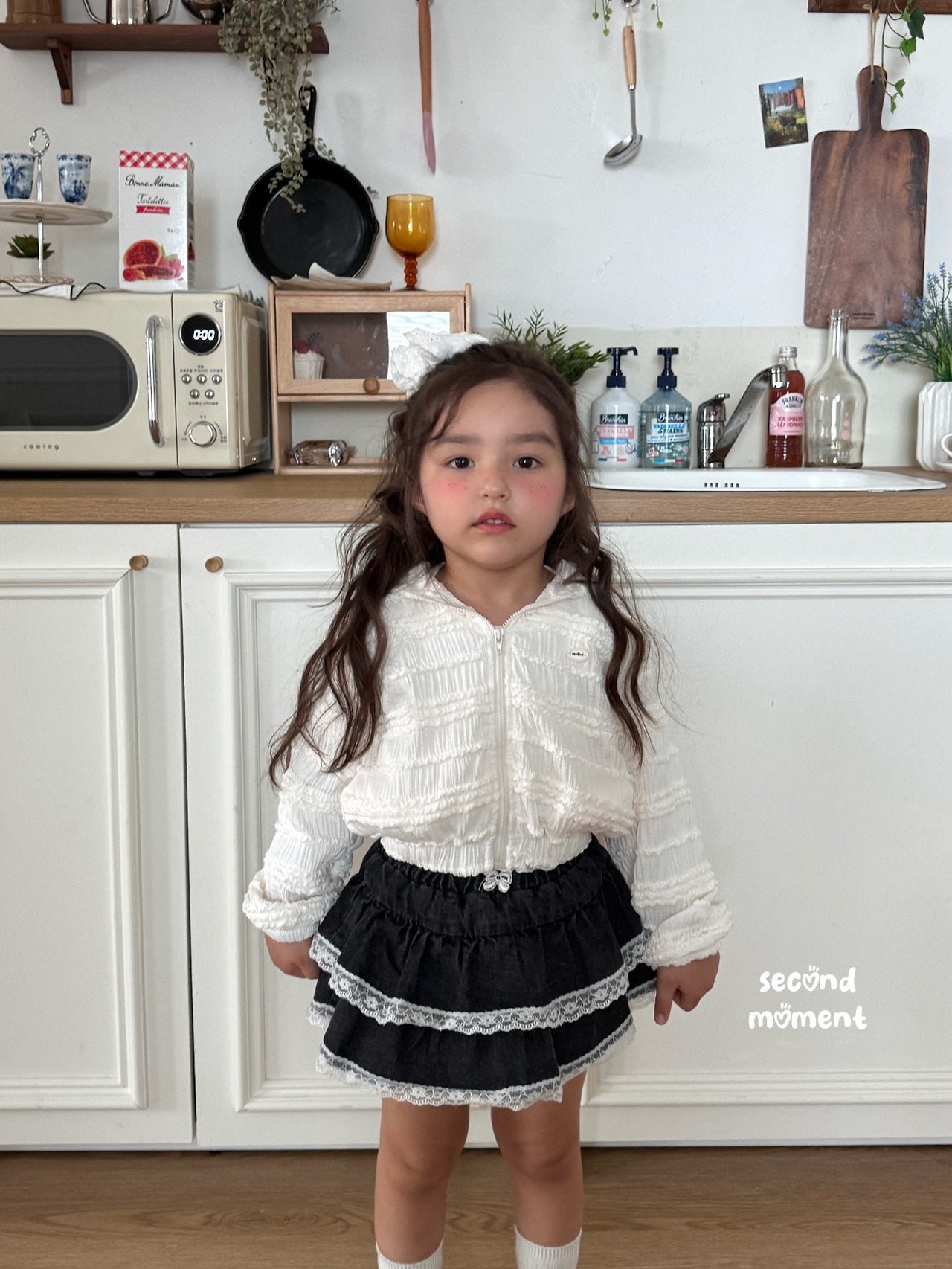 ［second moment］Lace denim cancan skirt