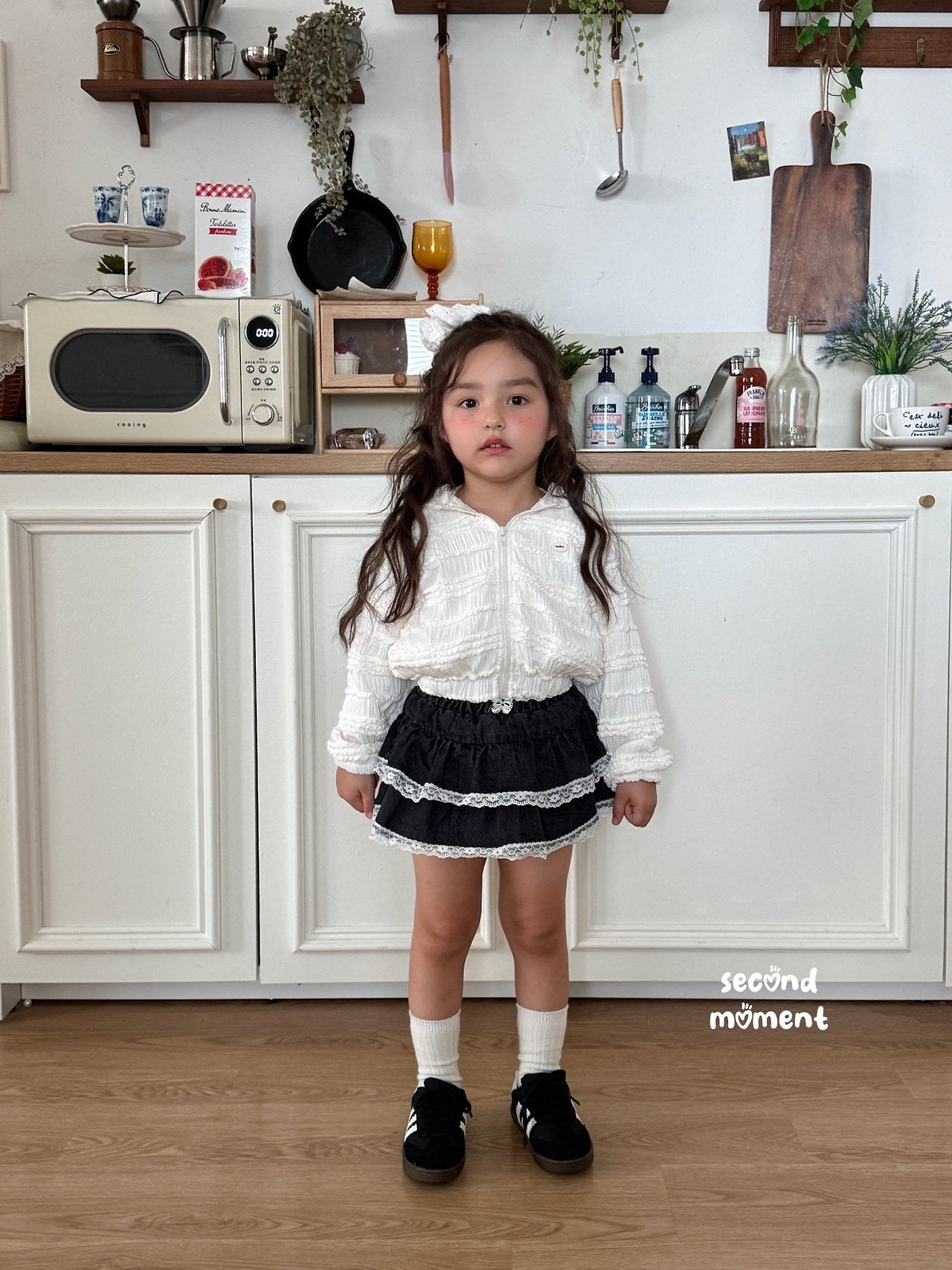 ［second moment］Lace denim cancan skirt