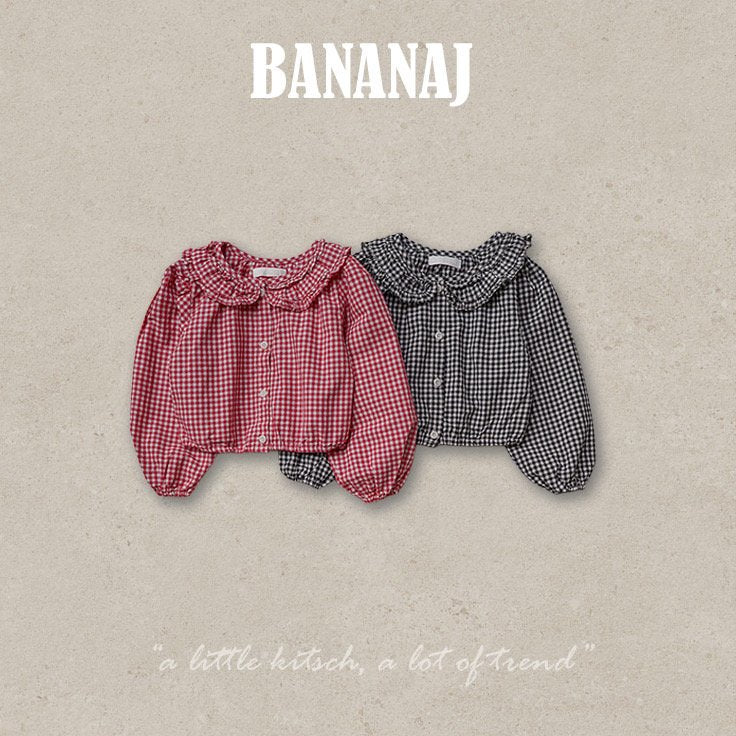 ［BANANAJ］Bell check blouse
