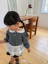 ［BANANAJ］Puel stripe collar blouse