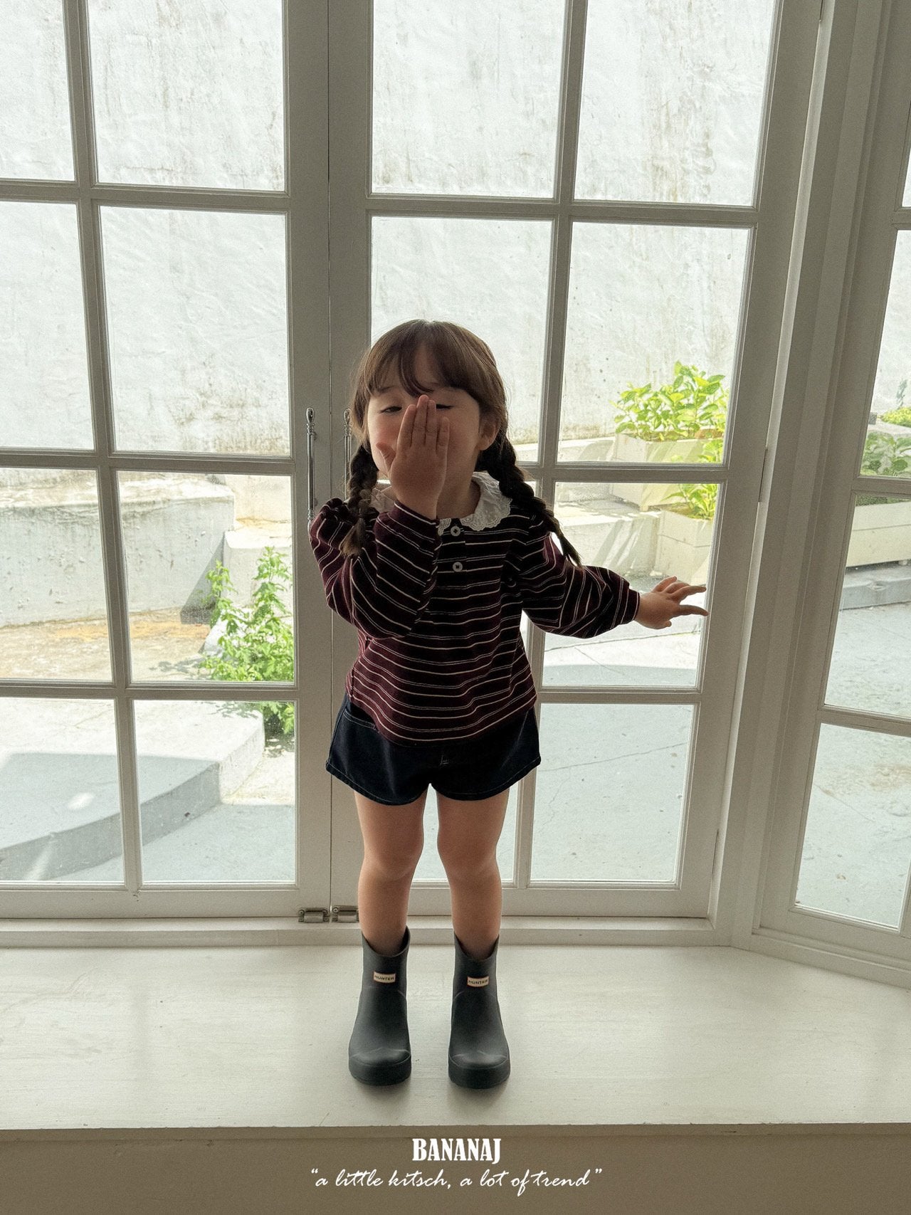 ［BANANAJ］Puel stripe collar blouse